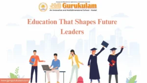 Modern Gurukul School education concept with career growth, student development, and future opportunities illustration.